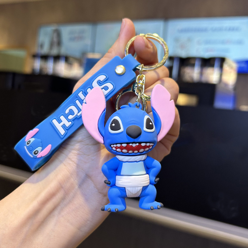 2023 New Soft Rubber Creative Cartoon Stitch Keychain Pendant Car Key Ring Exquisite Couple Pendant