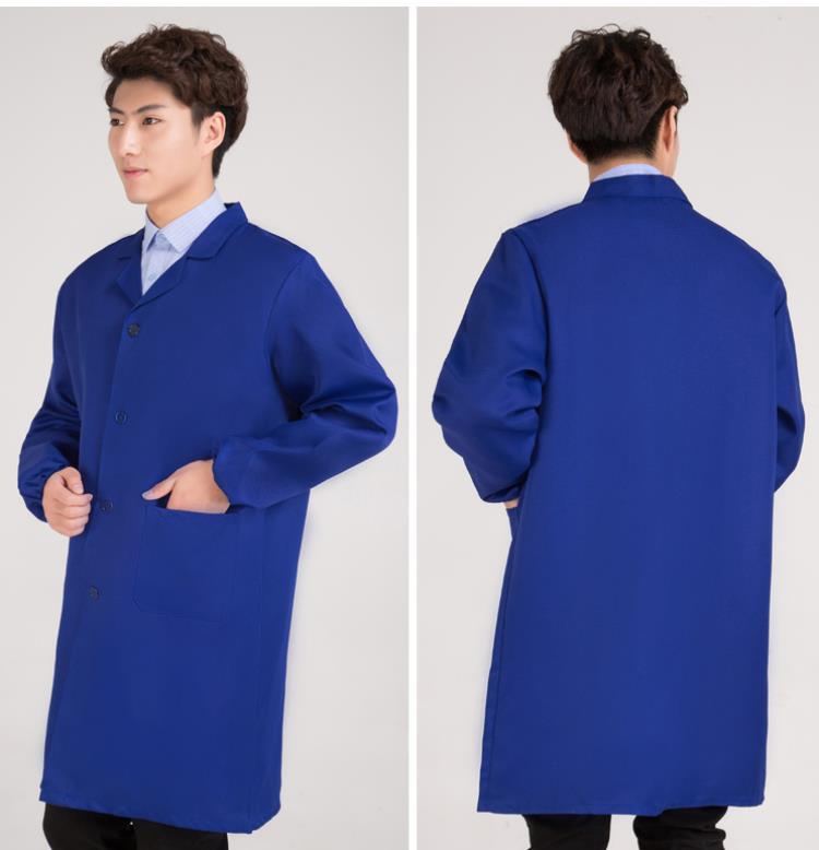 纯棉修身时尚罩衣厨房围裙男女成人女中长款蓝大褂加厚工作服