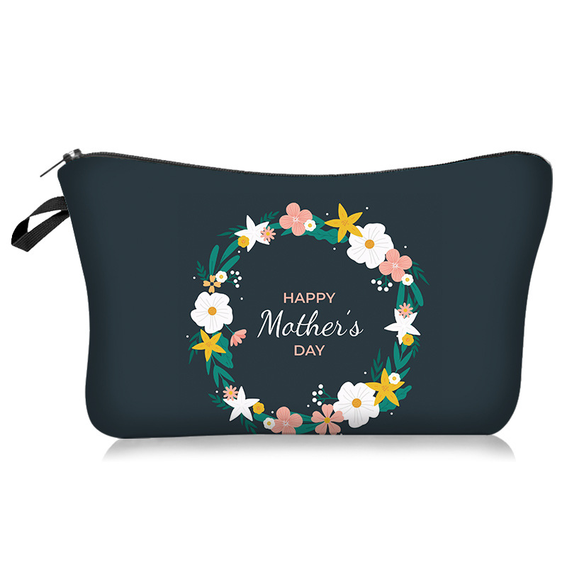 Cross-Border New Arrival Mother's Day Series Cosmetic Bag Handheld Storage Wash Bag INS Style Lazy Portable Travel Bag Factory Direct Sales