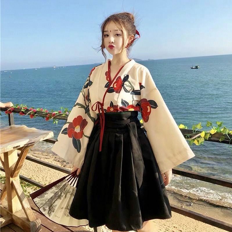 2022 New Improved Hanfu Yu Meiren Red Camellia Oriental Retro Chinese Style Suit Girl Cosplay Business Attire