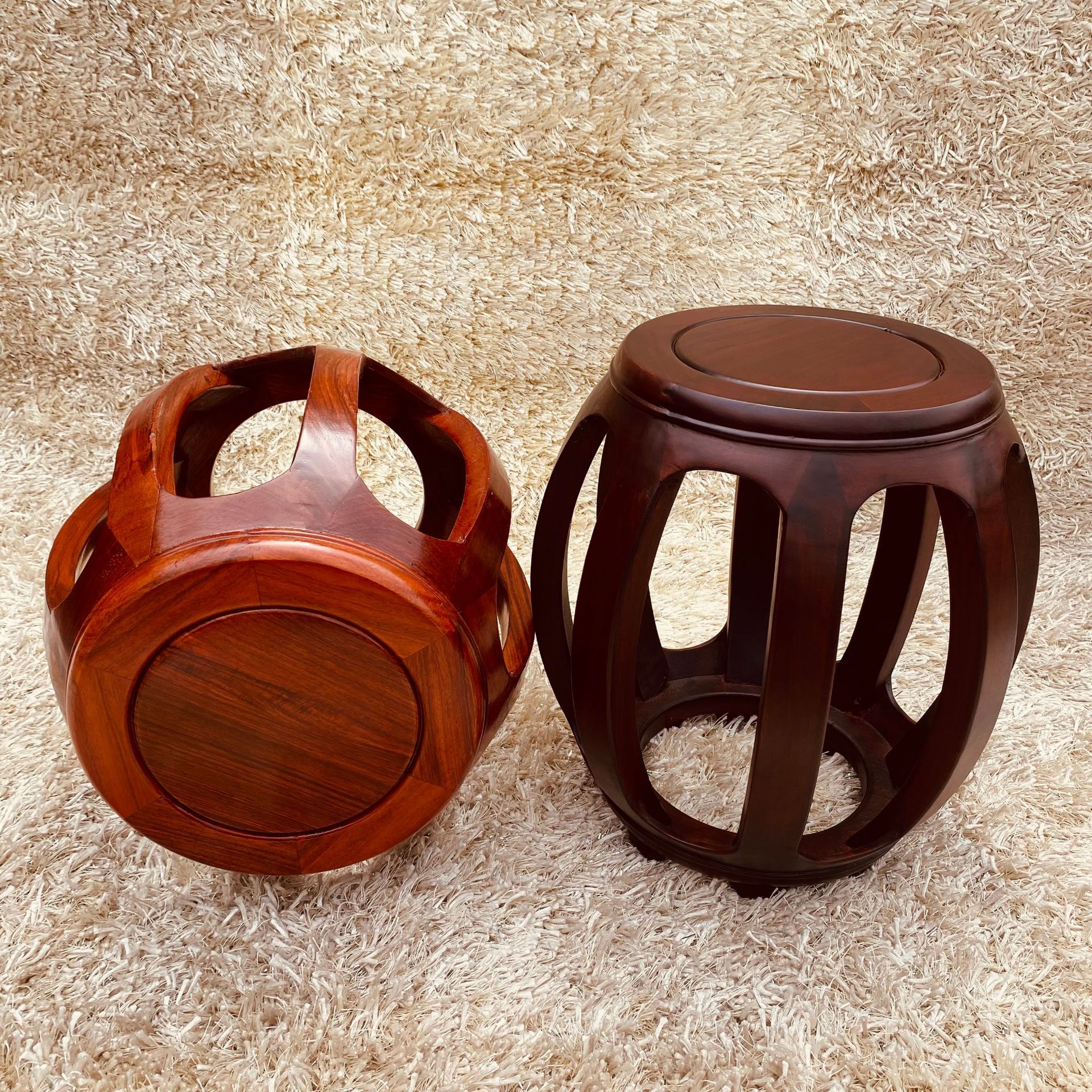 红木圆鼓凳鞋凳中式仿古凳非洲花梨雕花圆凳儿童凳子换鞋凳古筝凳