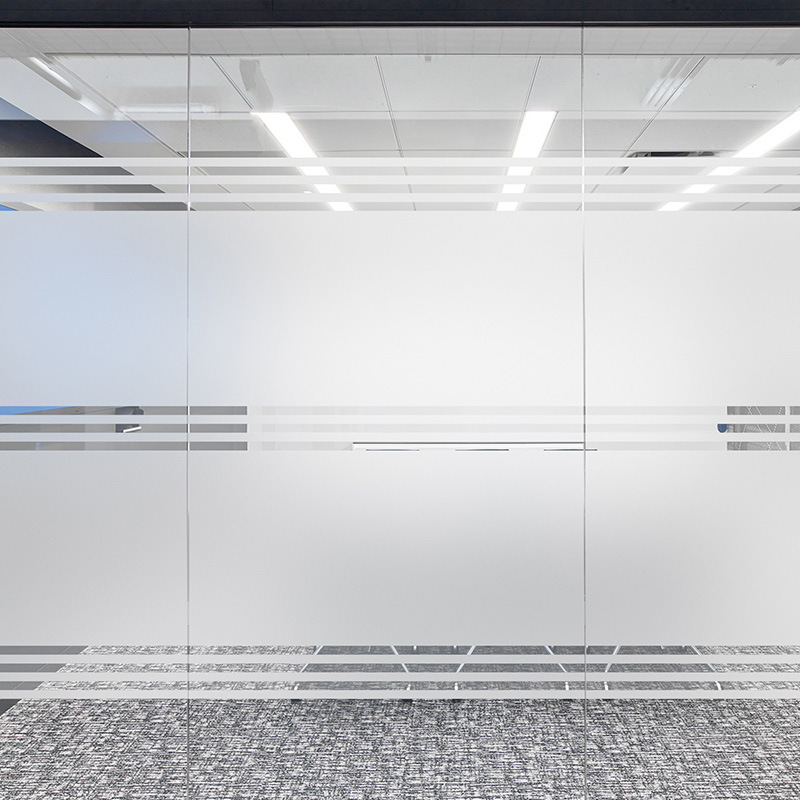 静电免胶磨砂办公室玻璃贴膜镂空条纹会议室隔断防撞腰线玻璃贴纸