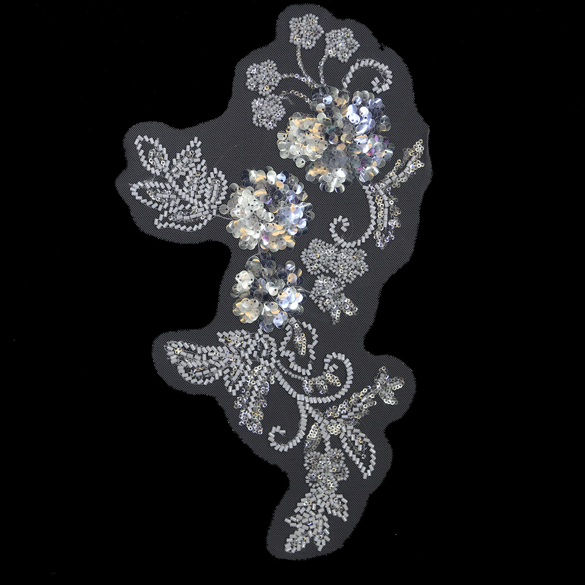 欧美婚纱钉珠对花服装辅料绣花贴片立体花朵蕾丝布贴头饰亮片对花