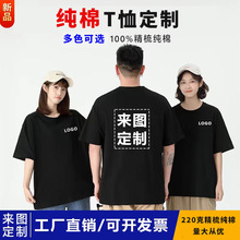 圆领t恤印制LOGO广告衫班服工作服纯棉短袖文化衫印字印图活动服