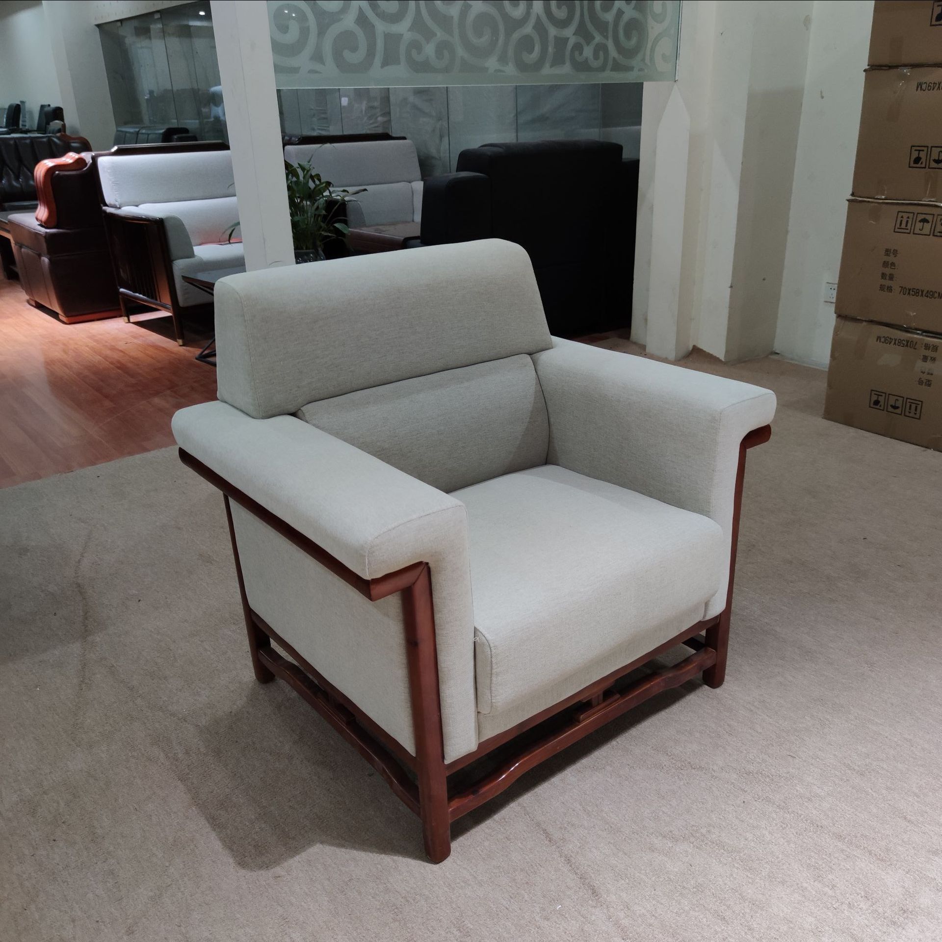 广东厂家批发贵宾接待沙发会客沙发商务洽谈办公布艺沙发茶几组合