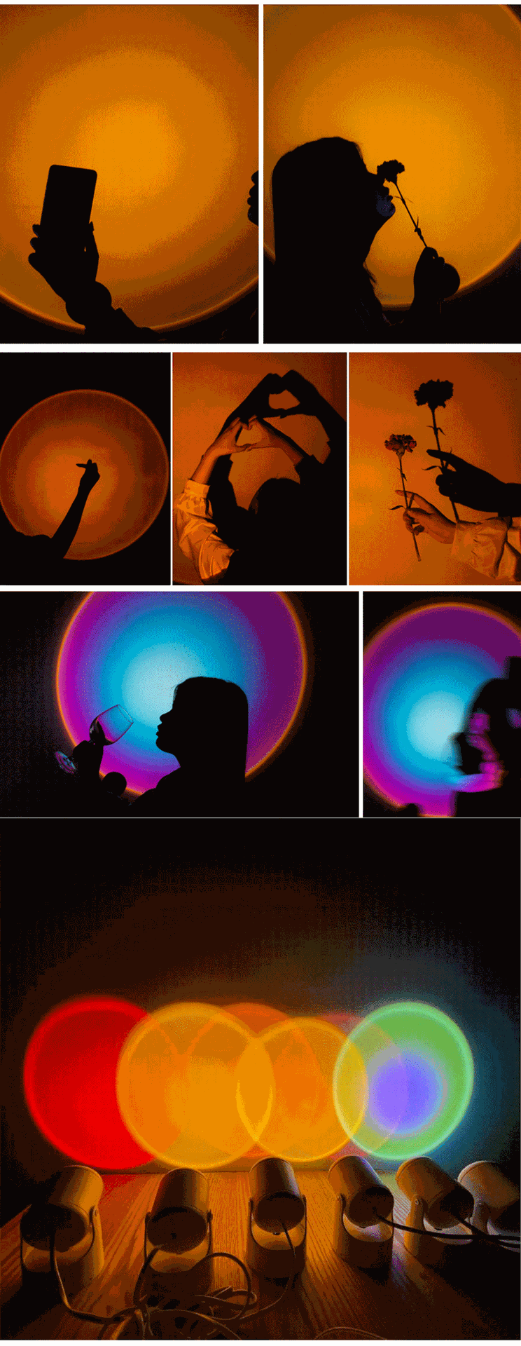 跨境夕阳投影日落灯网红直播拍照补光落地灯 usb摄影氛围灯彩虹灯