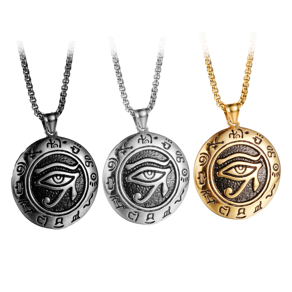 2023新款不锈钢荷鲁斯之眼项链 个性朋克风男士钛钢 吊坠饰品批发