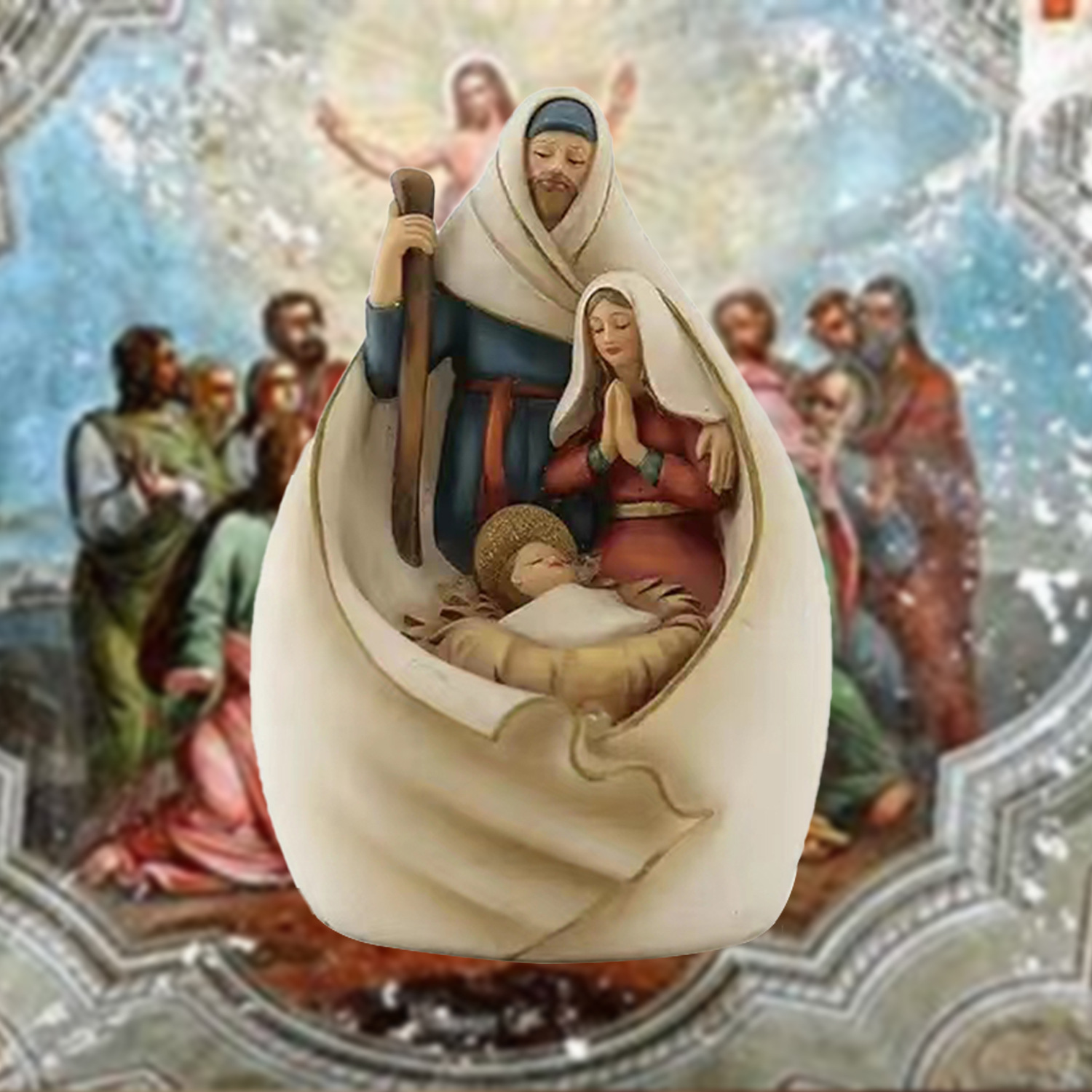 资比 亚马逊神圣家庭耶稣诞生场景祝福语树脂圣诞挂件圣诞节日