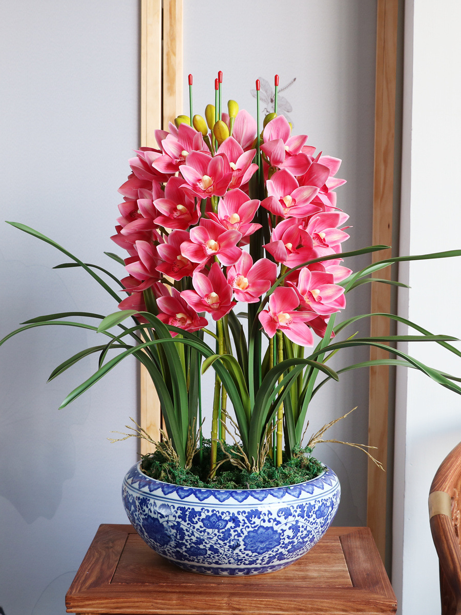 厂家批发新款仿真花盆景蝴蝶兰人造花假花婚庆装饰花3d打印花蕙兰