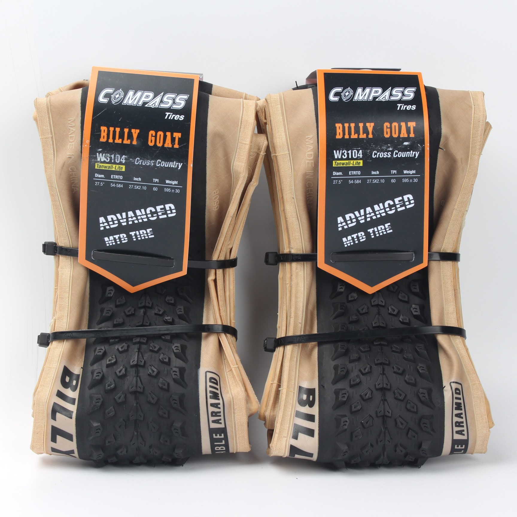 compass康普斯山地车折叠外胎27.5/29*2.1山马轮胎黄边防刺折叠胎