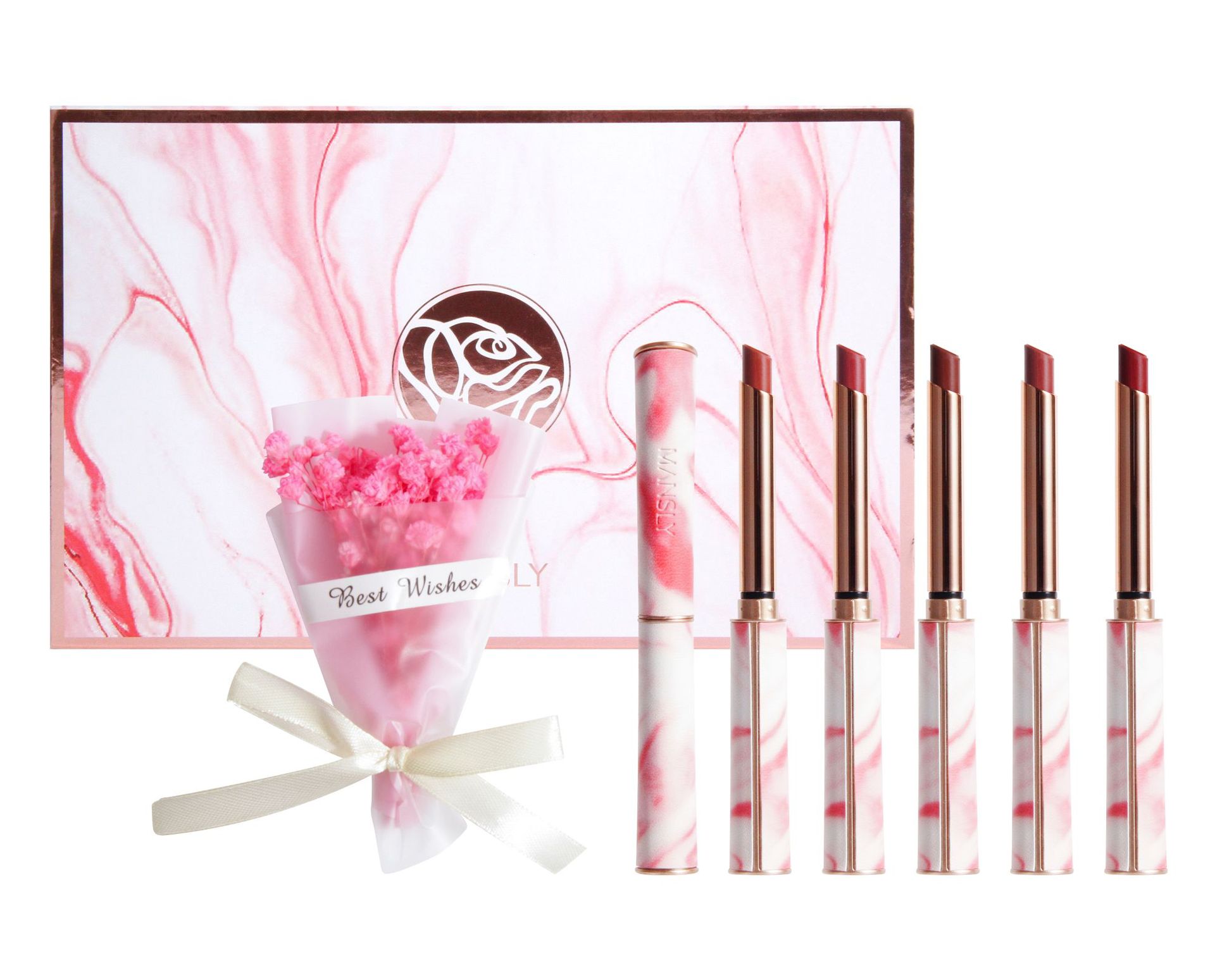 曼诗丽玫瑰粉雾小细管口红丝绒雾面哑光显色唇膏少女心学生女彩妆