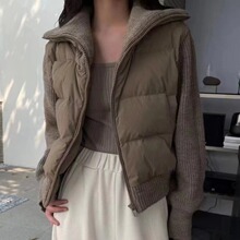 90白鸭绒拼接毛衣羽绒服女2023冬季新款个性设计洋气短外套ins潮