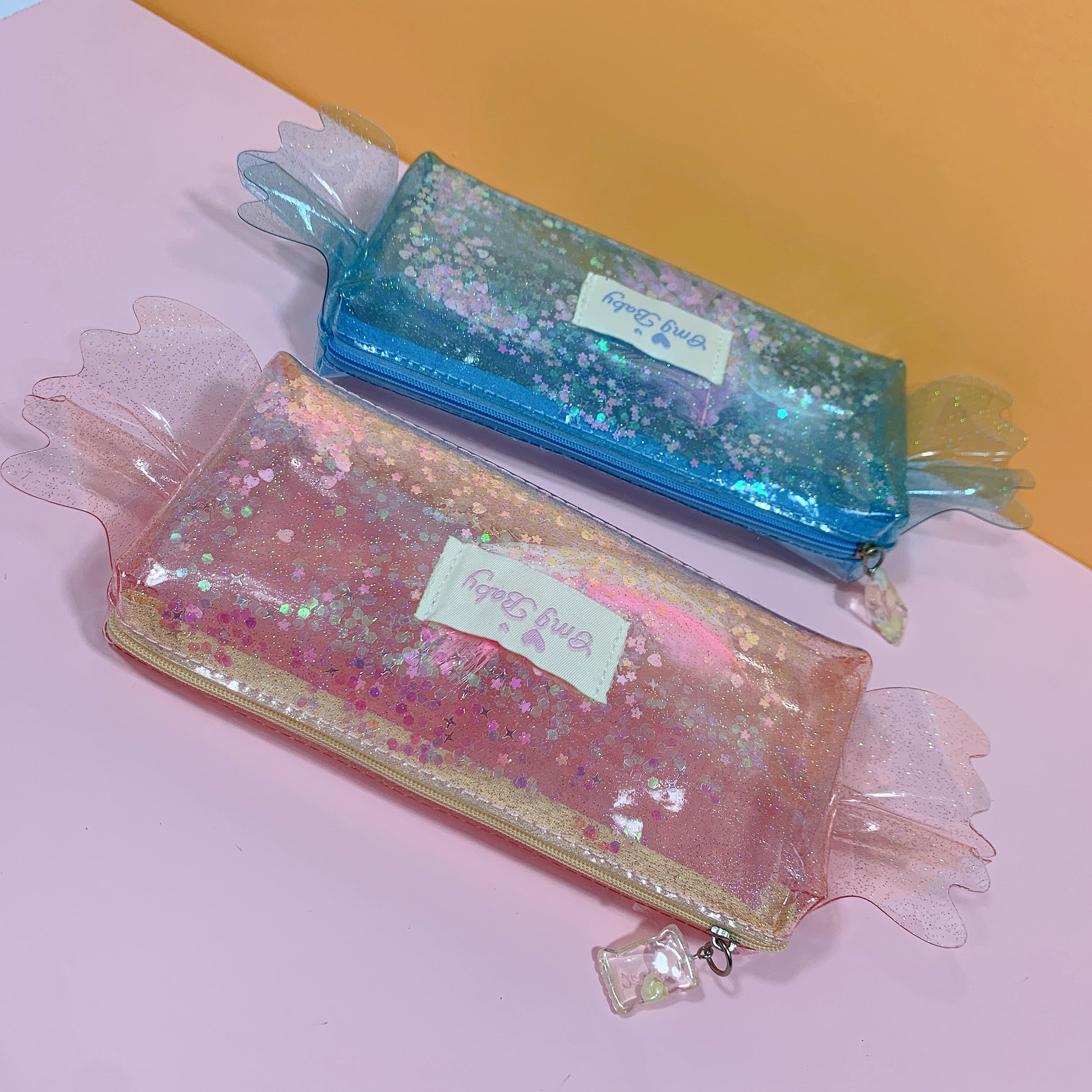 韩版创意时尚可爱糖果造型笔袋学生文具袋笔盒金葱闪亮少女心礼物