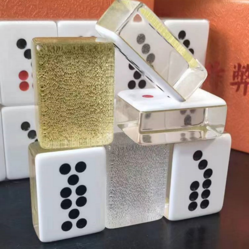 水晶牌九防作弊小牌九天九顶牛32只透明亚克力麻将小牌九骨牌