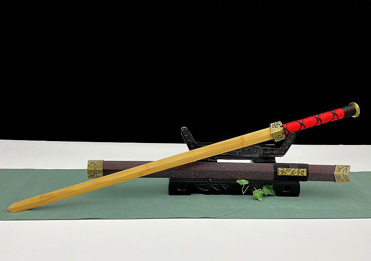 抖音同款木质汉剑快手爆款竹制长剑龙泉将器宝剑冷兵器影视道具剑