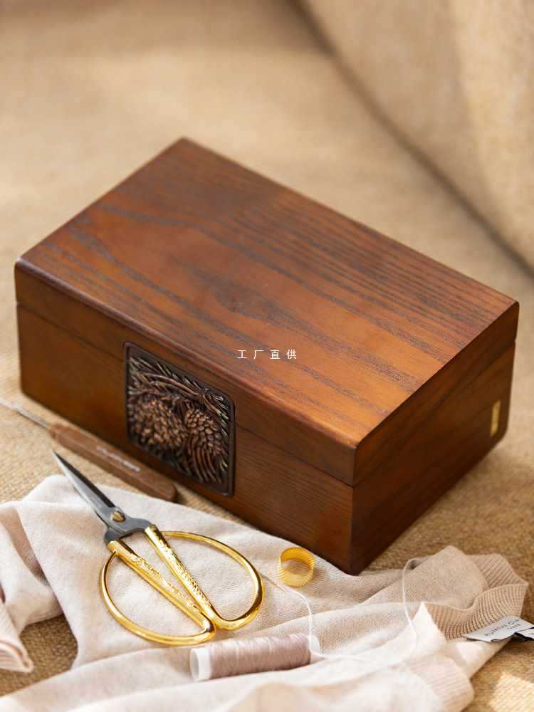 4tf1针线盒家用套装豪华高颜值收纳盒复古实木结实高质量结婚