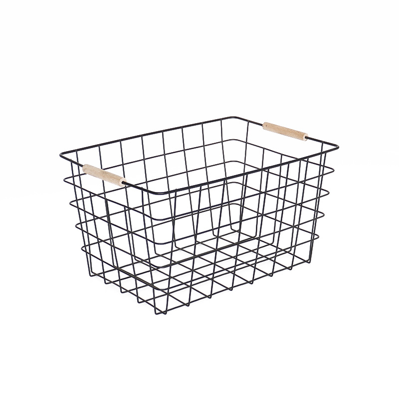 Beech Storage Basket Simple Iron Desktop Metal Storage Basket Bathroom Grid Storage Rack Living Room Storage Basket