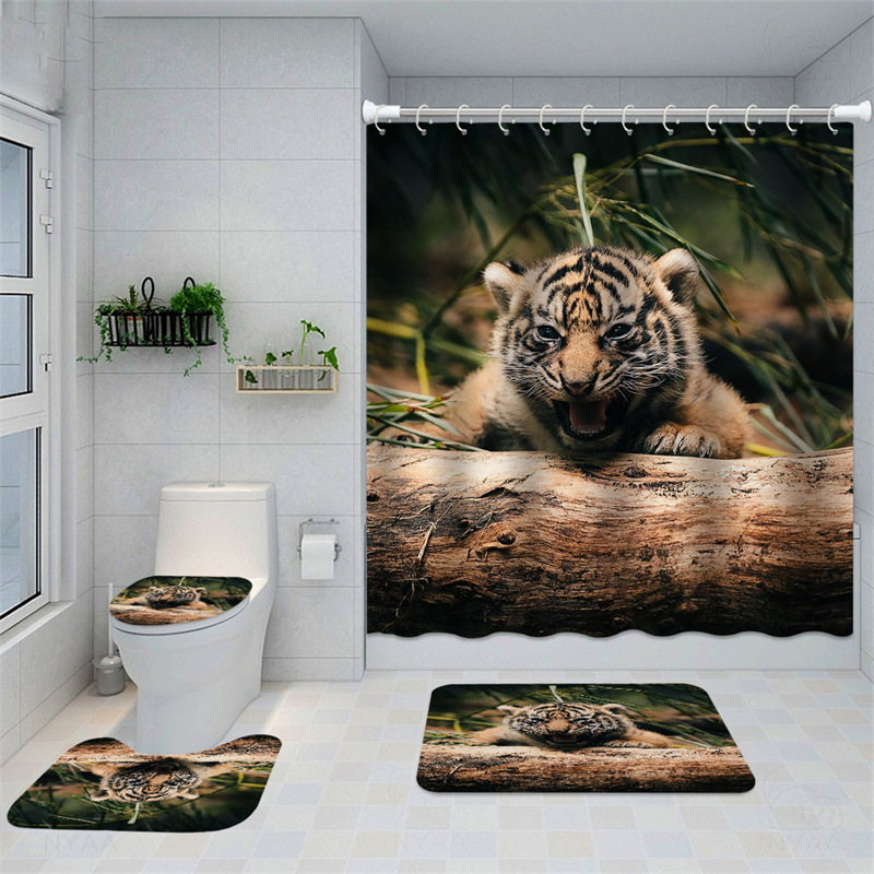 Come * Picture * Set * Animal 3D Toilet Mat Three-Piece Set Amazon Cross-Border Entry Bathroom Mats Bathroom U-Shaped Pad