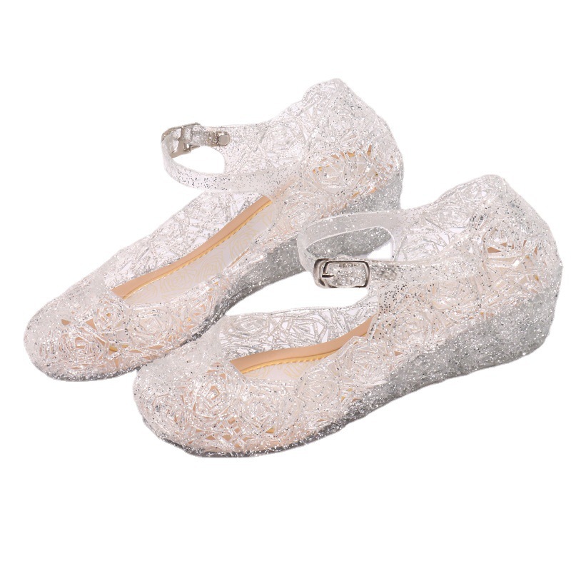 Girls' Sandals Summer Frozen Non-Slip Aisha Princess Shoes Fashion High Heel Sandals Cinderella Hole Sandals