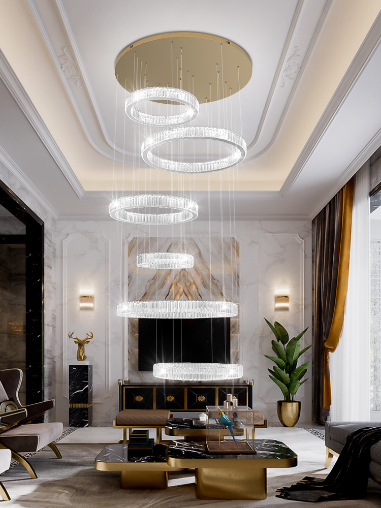 轻奢水晶吊灯客厅主灯酒店大堂公寓别墅复式楼跃层自建房简约吊灯