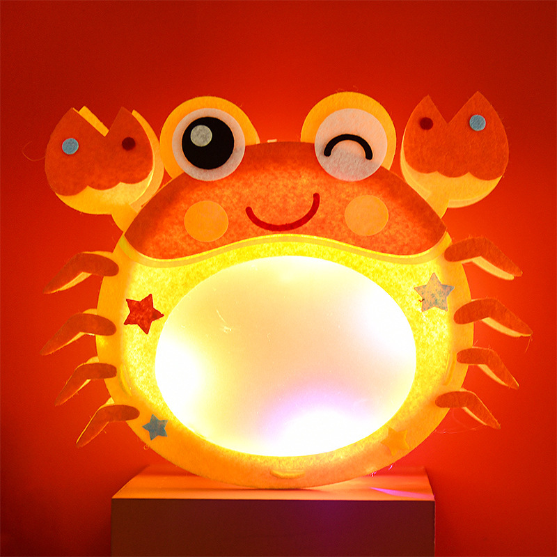 DIY Cartoon Mid-Autumn Festival Lantern Children's Portable Luminous Lantern Kindergarten Handmade Non-Woven Material Package Toy