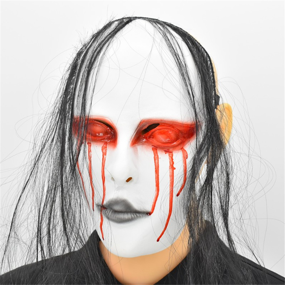万圣节流泪女鬼面具贞子乳胶头套恐密室逃脱鬼屋剧本吓人恐怖道具