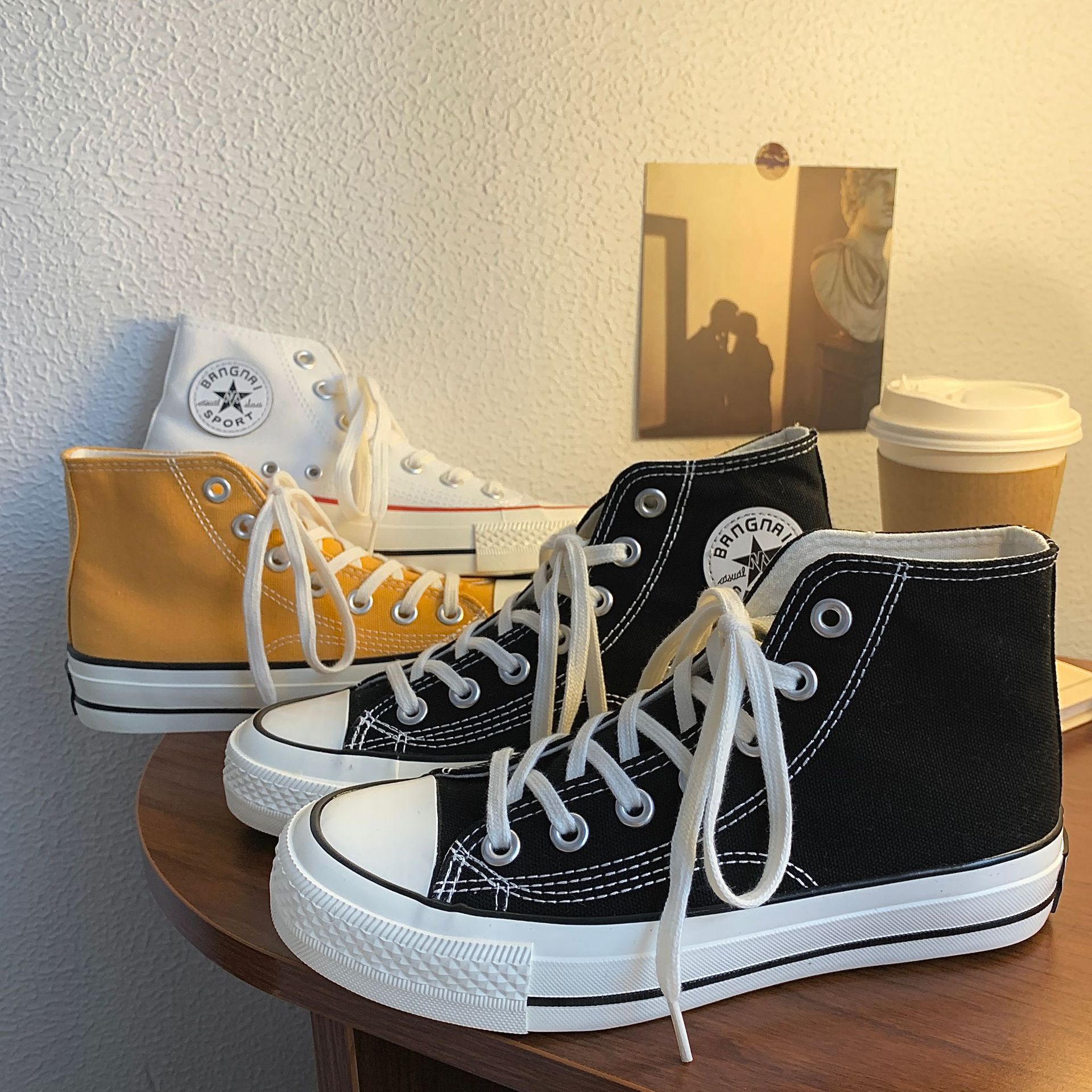 2022春季高帮帆布鞋女学生冬季休闲板鞋韩版ulzzang潮鞋子w9107女