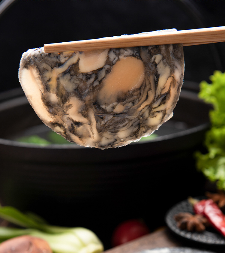 阿牧特 内蒙冷冻乌鸡片 火锅配菜 小肥羊食品厂家批发 乌鸡卷