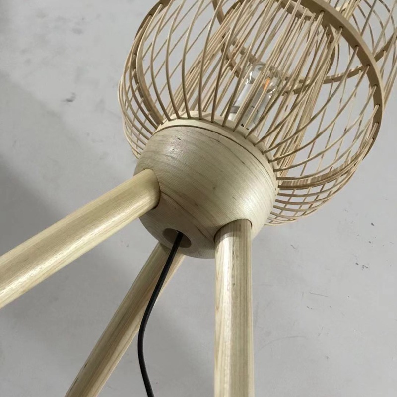 竹编吊灯日式民宿饭店中式灯笼火锅店双层竹签灯笼装饰落地灯台灯