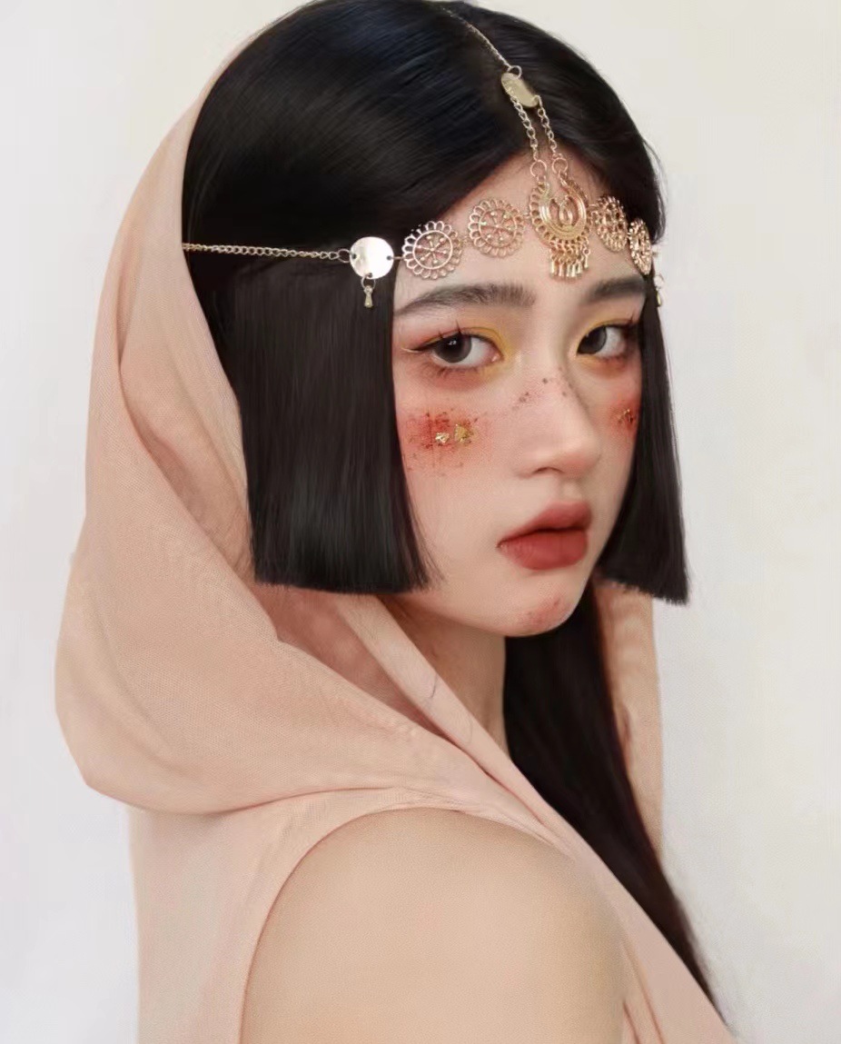 希腊女神发饰金色流苏额头链发带复古异域民族风头饰品跨境专供代