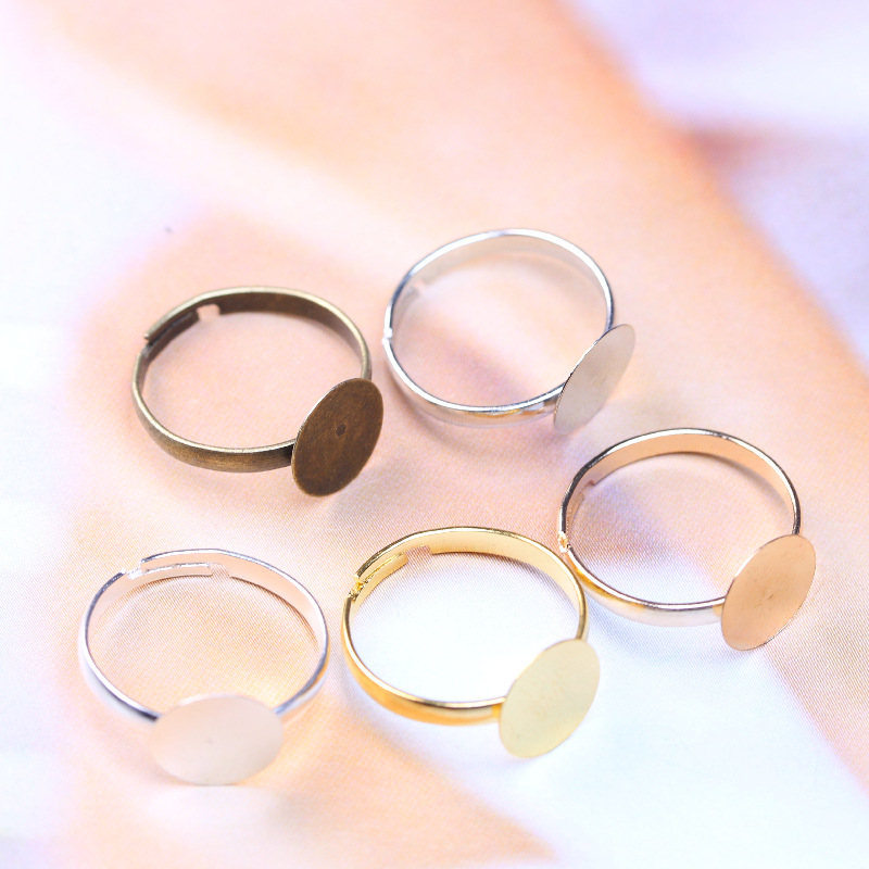 diy饰品配件 10mm圆铁片焊片戒子 可调节大小可粘贴平底戒托 批发