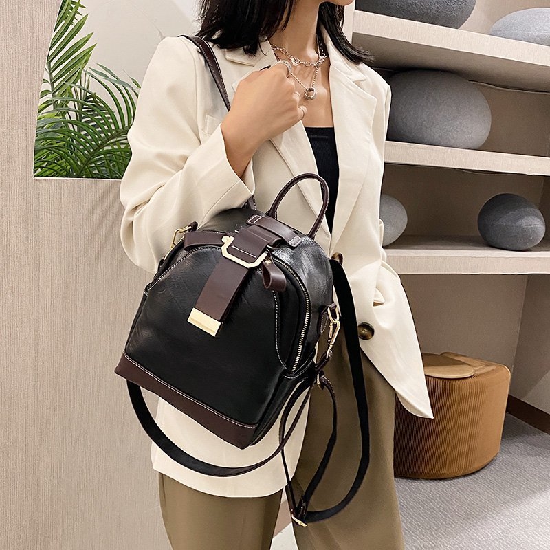 Backpack Women's Small Bag 2021 New Fashion All-Match College Style Student Schoolbag Casual Fashion Women's Soft Leather Backpack Bag