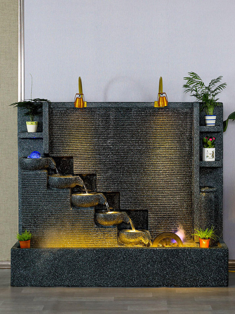 简约欧式流水墙喷泉客厅水幕墙风水轮装饰屏风流水墙水景酒店摆件