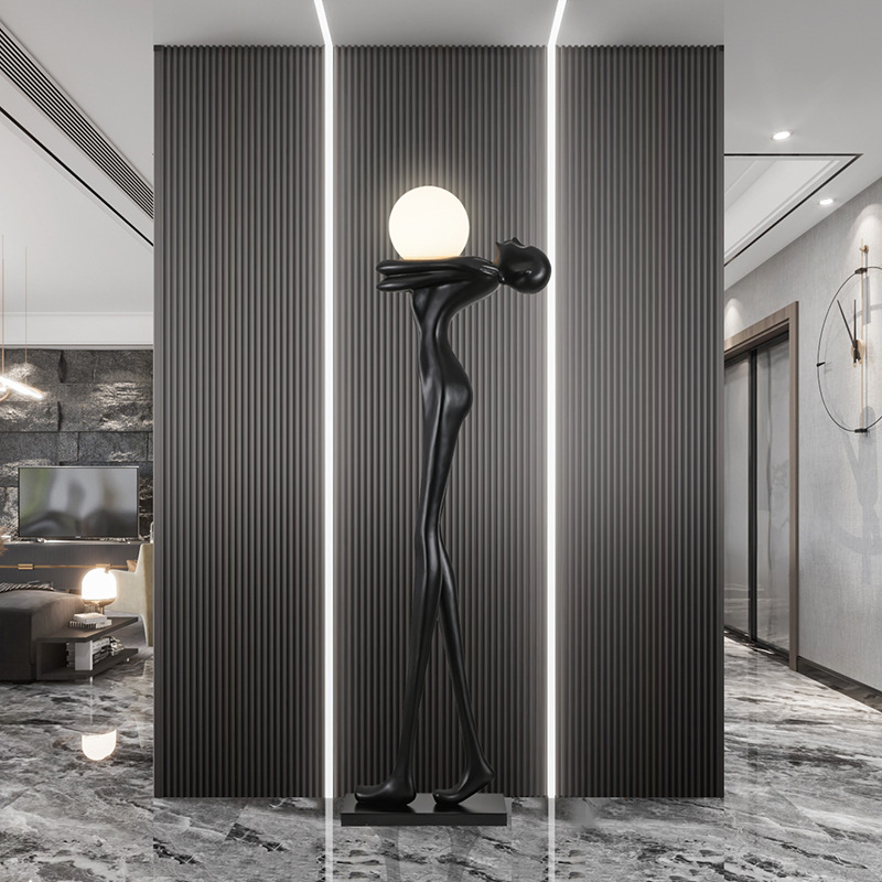 Creative Art Humanoid Sculpture Big Decorations Home Villa Hotel Designer Large FRP Decorative Floor Lamp