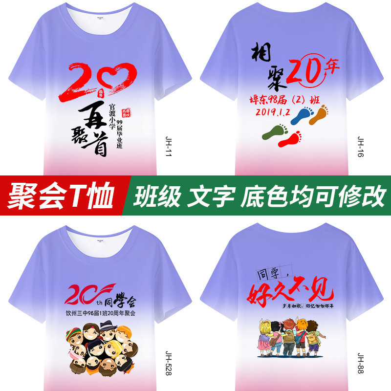 20周年同学聚会T恤班服短袖毕业十年10年40纪念文化衫衣服30