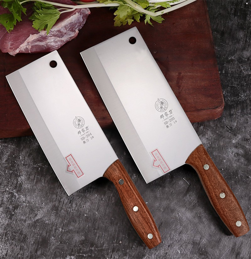 邓家刀手工锻打屠宰剔骨刀木柄厨师刀家用不锈钢菜刀批发hz-1307