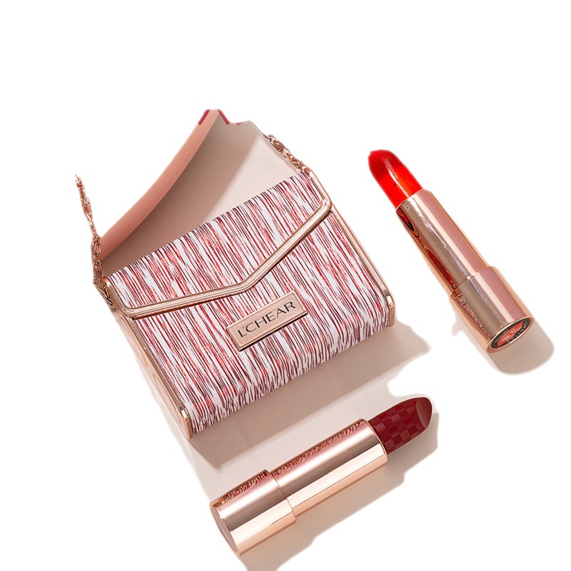 蕾琪彩妆两支装小皮包星耀口红随心秀易显色保湿彩妆批发