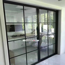 三联动厨房门吊轨移门玻璃吊滑门卫生间推拉门铝合金透明玻璃门
