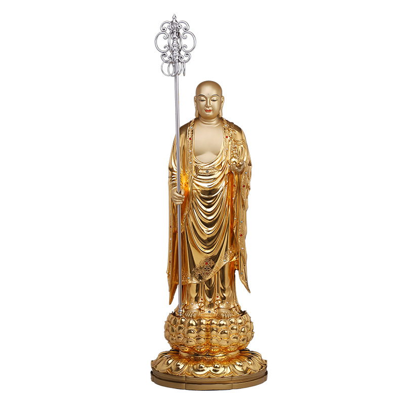 铜纯铜地藏王菩萨法器四面禅杖火焰珠锌合金锡杖唐三藏法杖火球珠