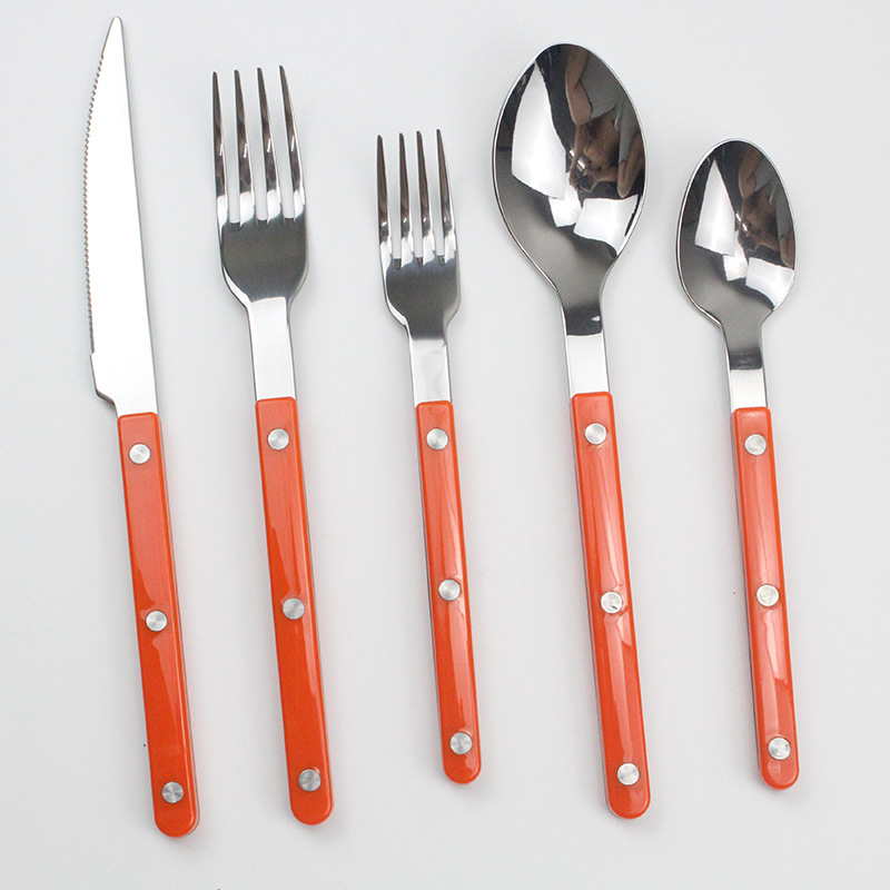 多颜色家用全套切牛排意面餐具套装 420不锈钢西餐餐具刀叉勺全套