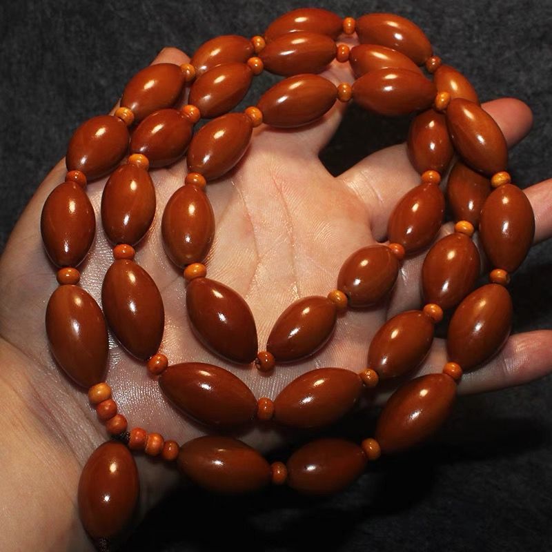 橄榄核刻光珠圆珠椭圆素珠铁核勃挂男女士文玩手串