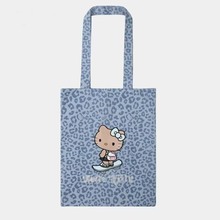 黑皮Hello Kitty烫钻托特女士帆布大容量单肩包购物袋斜挎包
