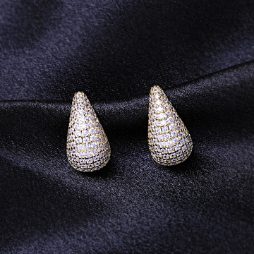 跨境风亚马逊水滴耳钉时尚热卖镶钻超闪耳饰轻奢高级感耳环厂批发