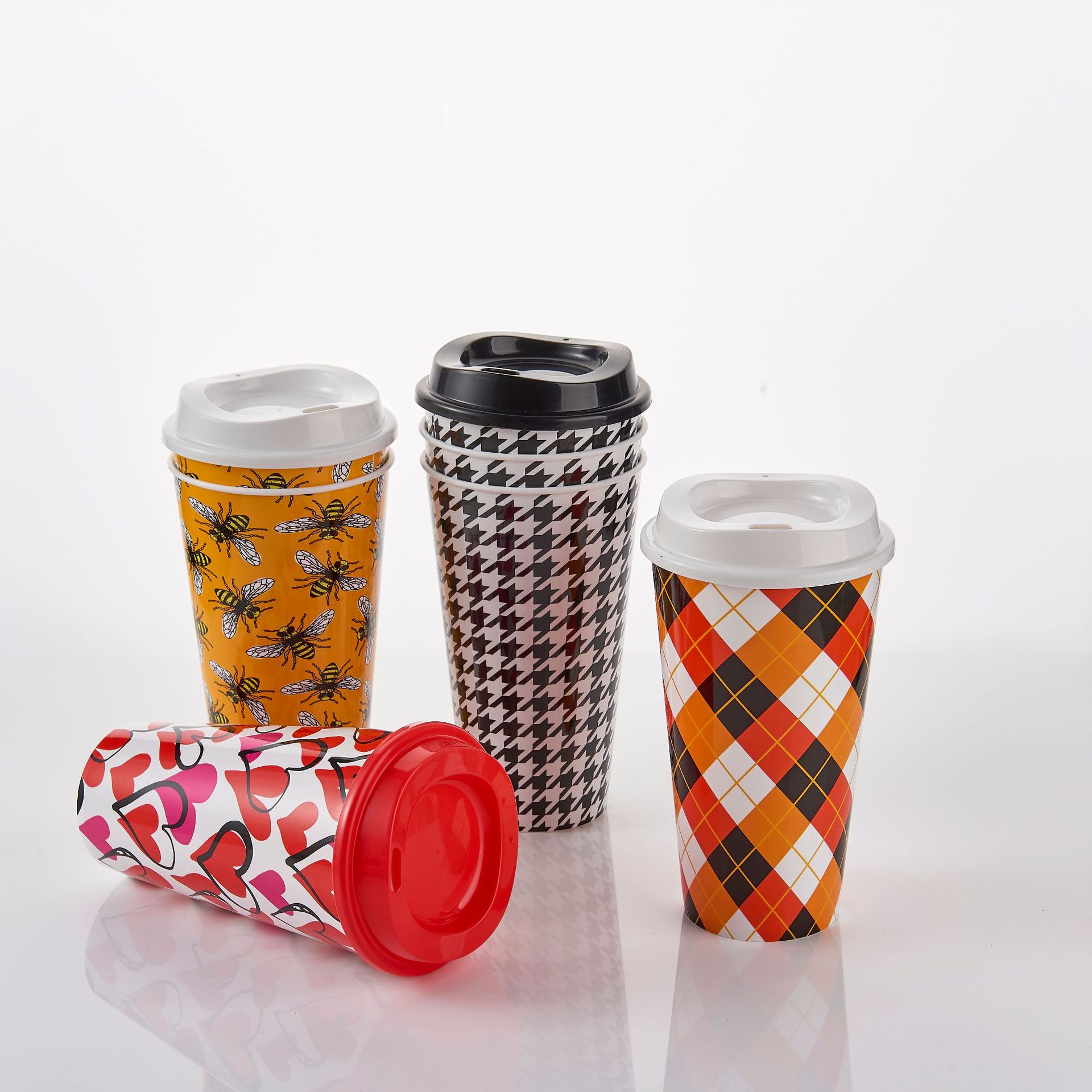 可来图做550ml膜内贴饮料杯可覆膜套盖子 一次性90口径加厚注塑杯