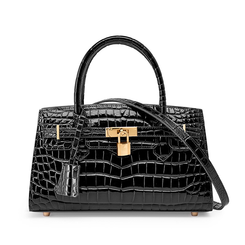 Birkin Bag Women's 2023 New Fashion Lock Leather Women's Bag Versatile Handbag Large Capacity Crocodile Large Crossbody Bag