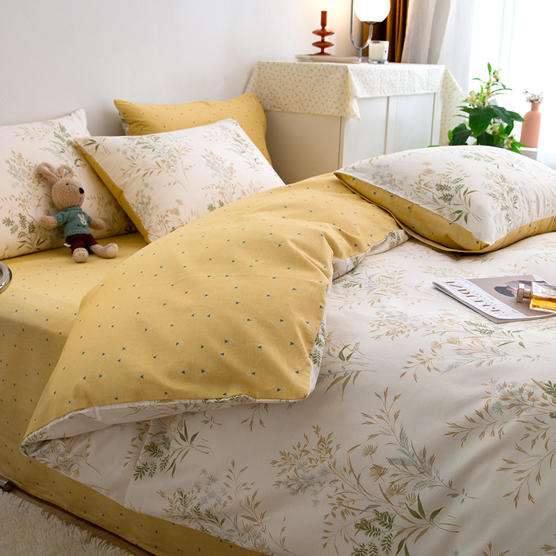 四件套100全棉被罩被套床单家用网红床笠款床上用品4件套新款