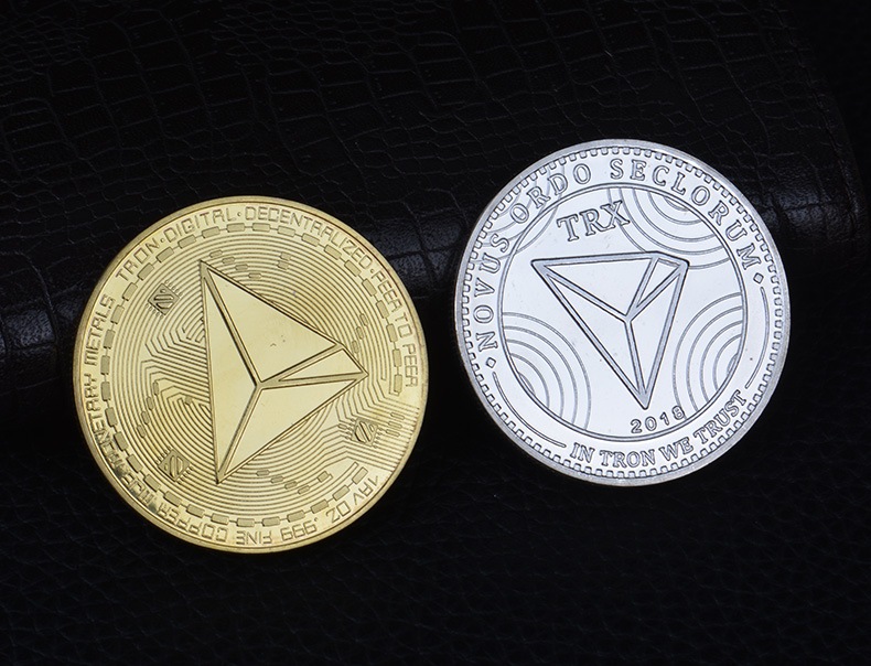 trx币 虚拟金属纪念币波场币 比特tron 定 制各种决定币幸运币