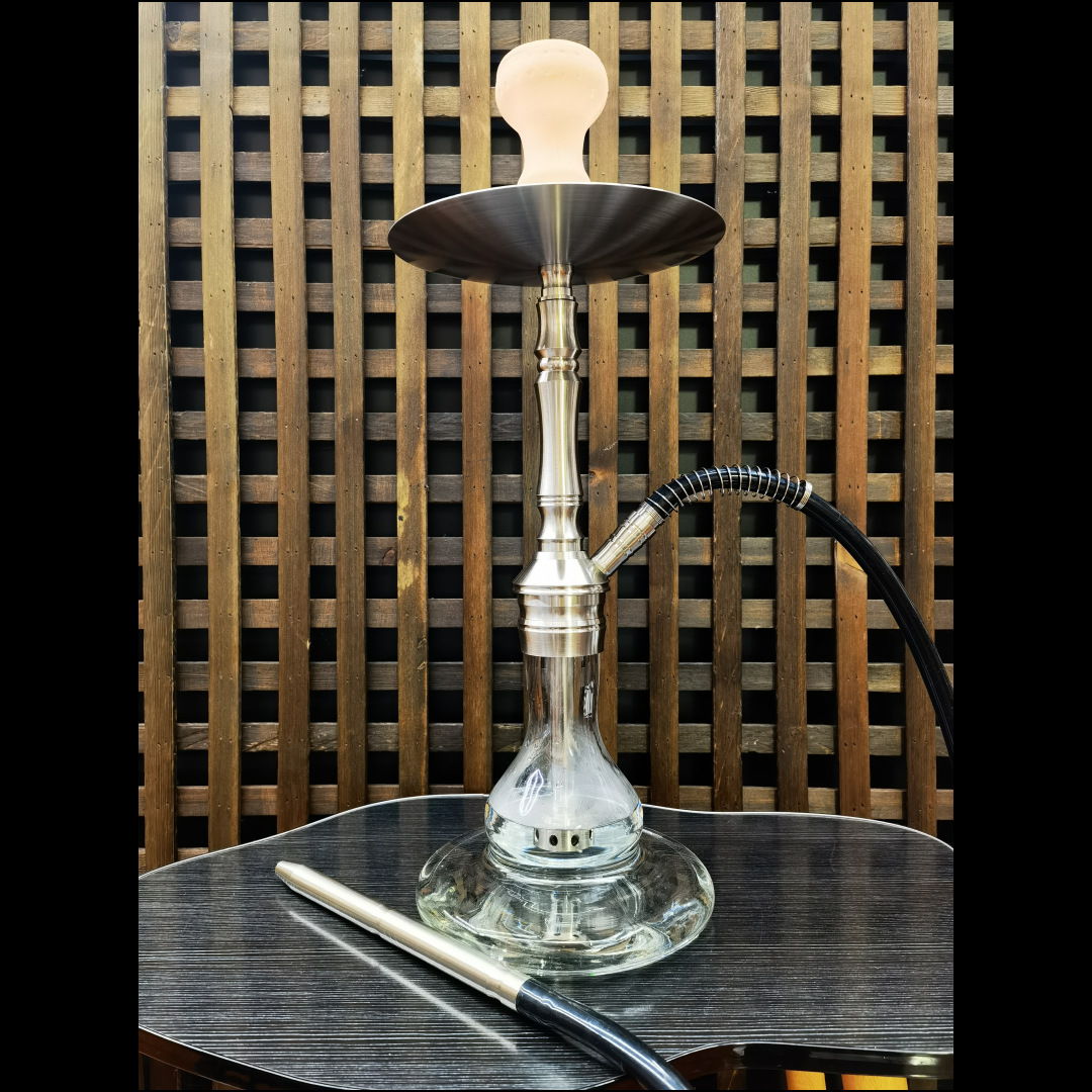 跨境货源阿拉伯水烟中号简约轻奢酒吧用水烟 不锈钢色水烟 hookah