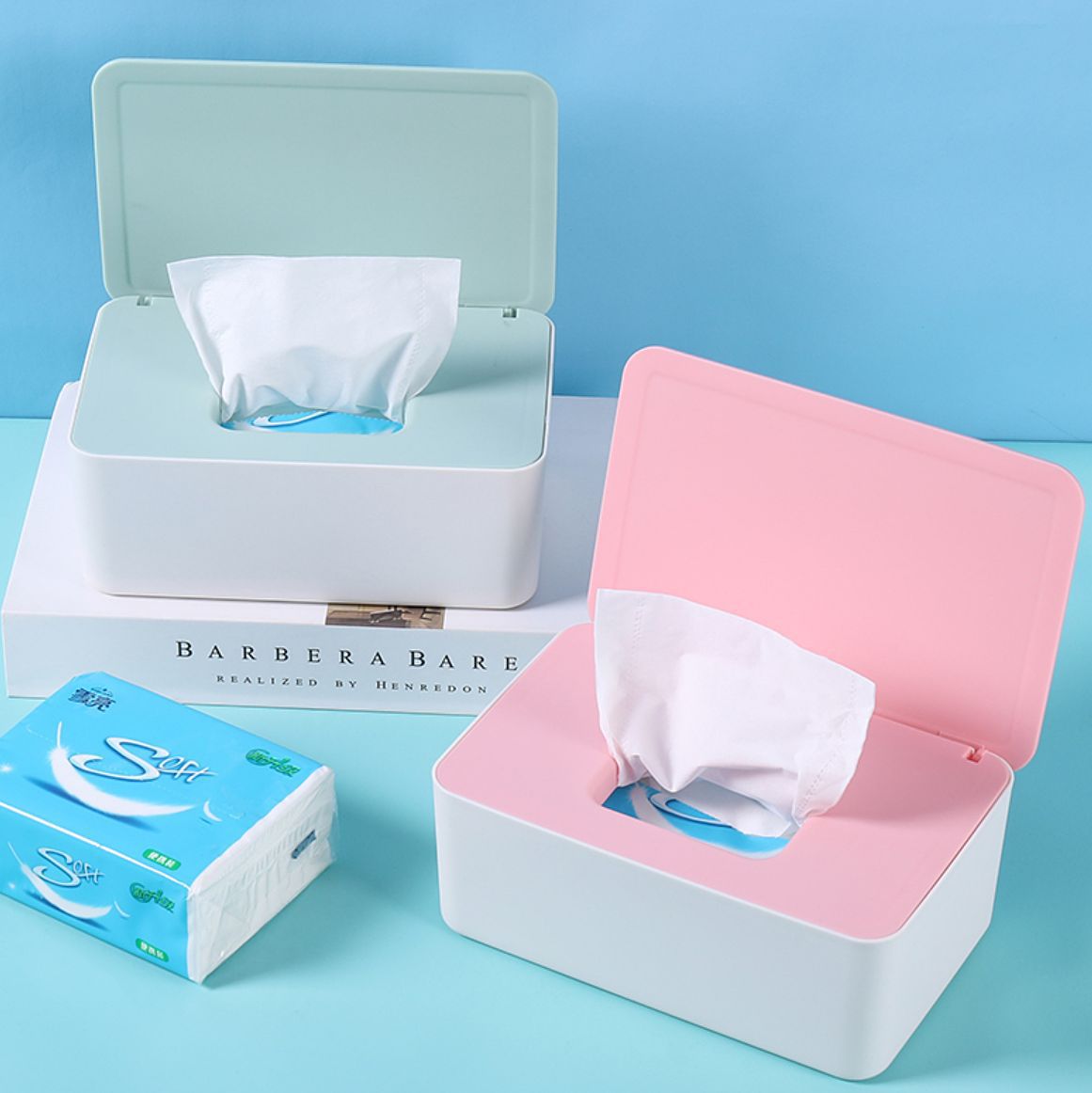 家用纸巾盒客厅湿巾盒 密封抽取式口罩收纳盒 桌面简约抽纸盒带盖