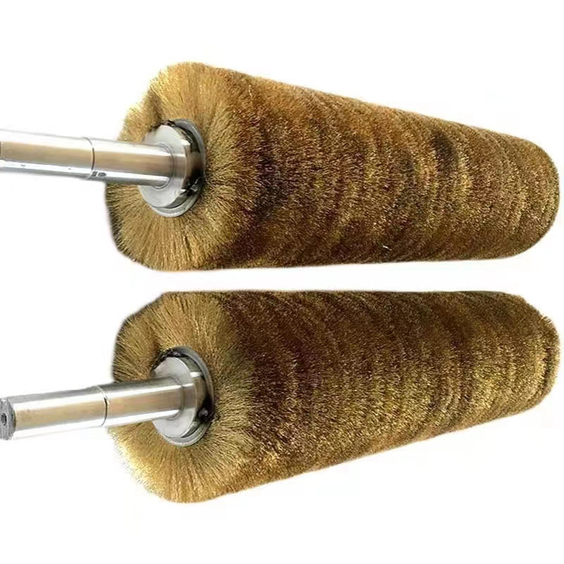 工业钢丝刷辊缠绕式毛刷辊除锈打磨抛光清扫拉丝不锈钢丝刷辊毛刷